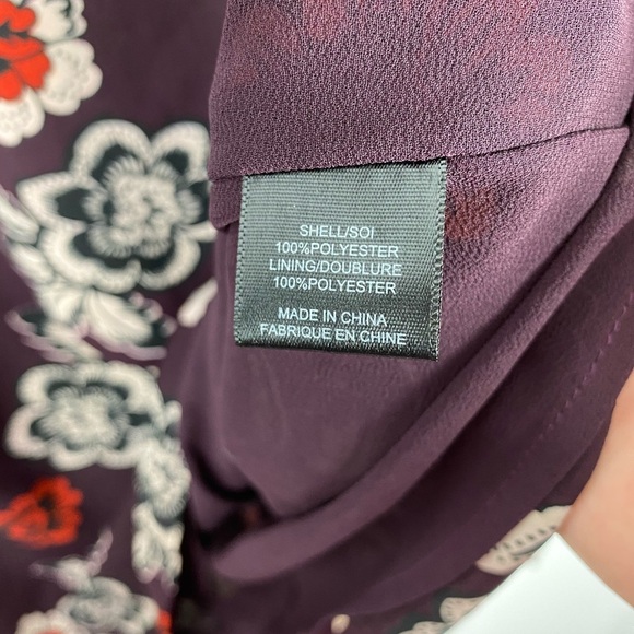 Women's Charles Henry Maroon Floral Long Sleeve Mini Shift Dress Size Small - Picture 6 of 6